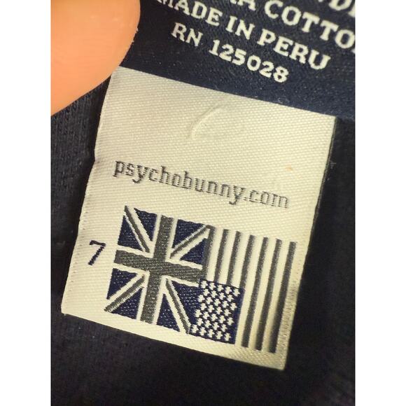 Psycho Bunny Polo Short Sleeve Shirt Preppy Solid Navy Blue Logo Mens 7 XL EUC - Picture 5 of 7
